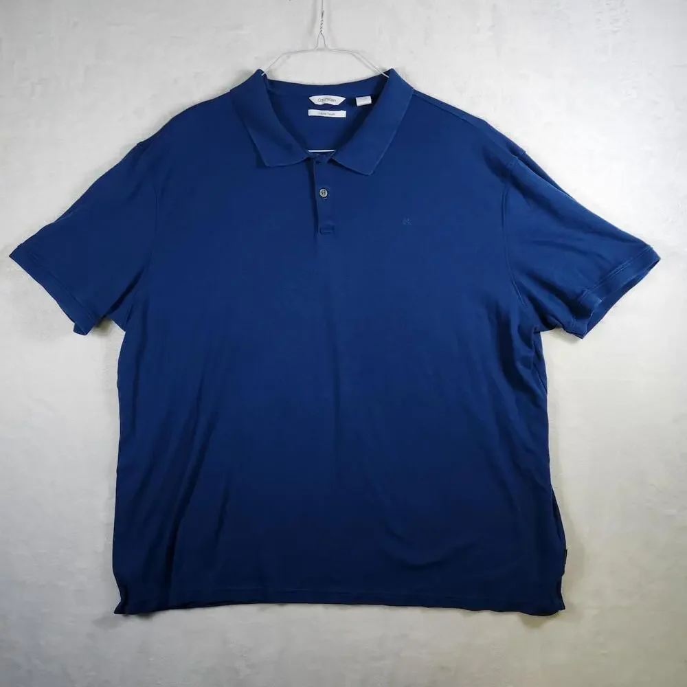 Calvin Klein Liquid Touch Men's Blue Polo Short Sleeve Size‎ 2XL
